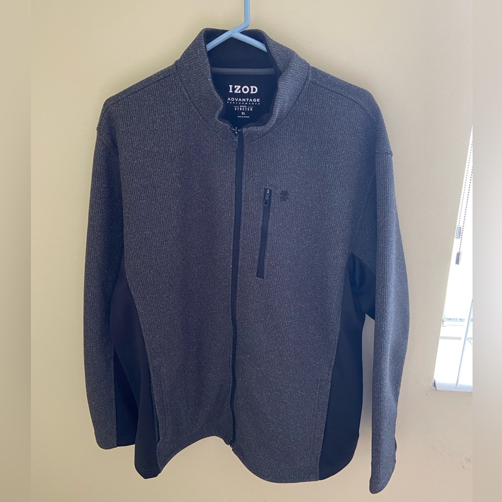 Izod full zip-up long sleeve, grey, new w/o tags